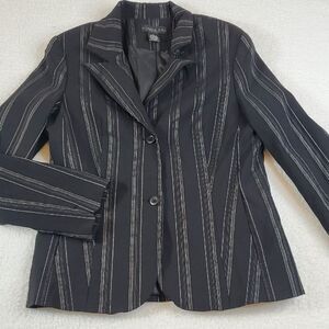 Donna Rae New York  Black Suit Jacket with Pinstripes and Notched Lapel Size 10